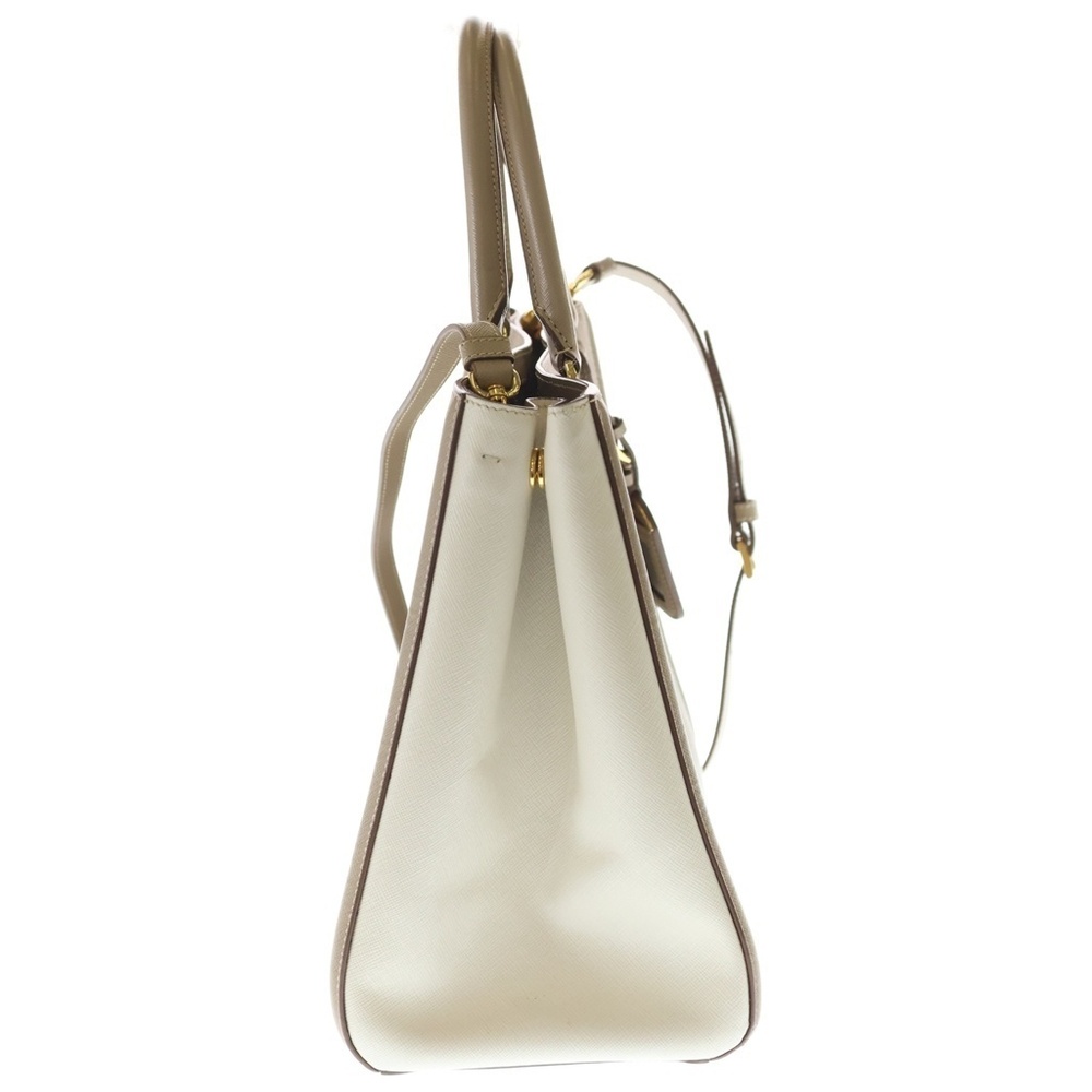 PRADA Galleria Bag Handbag Shoulder Beige Ivory White Leather - Picture 4 of 7